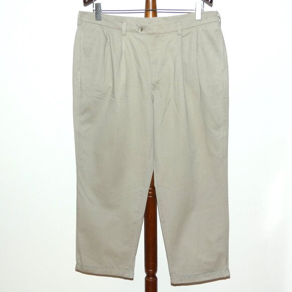 Savane Motion Tan Khaki Pleated Cuffed Pants - Picture 1 of 6